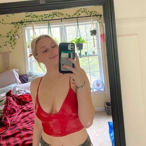 Red leather Windsor top